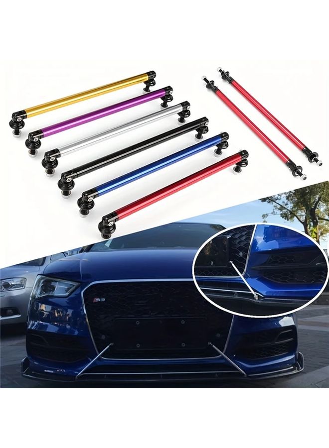 2 Pack Black Adjustable Front Rear Bumper Lip Splitter Support Rods Universal 200mm - Image 1