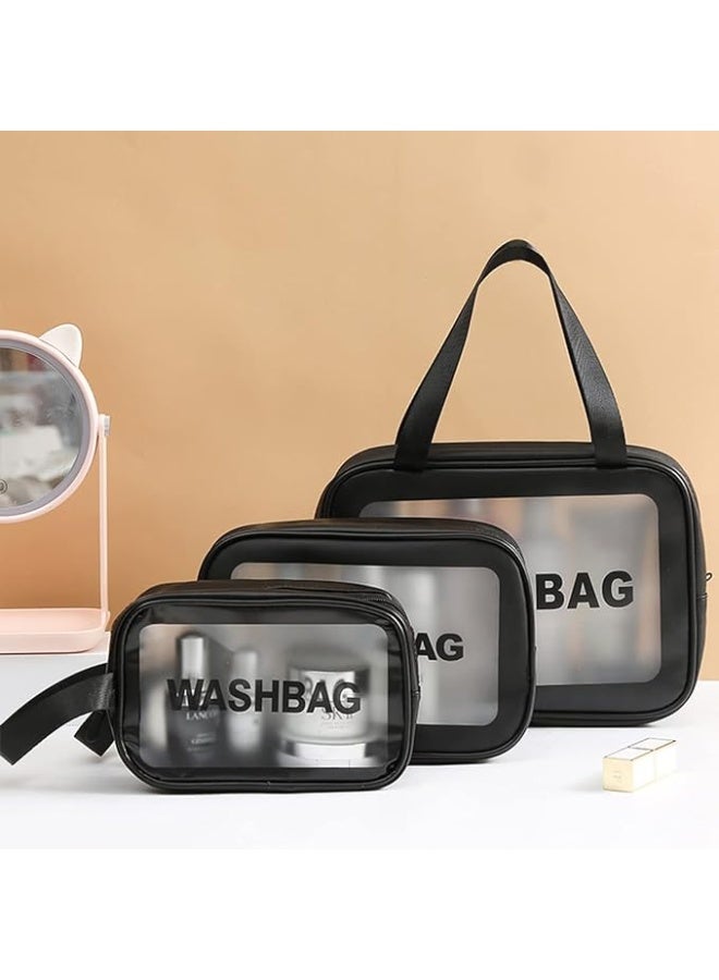 Clear Toiletry Bag, 3 PCS Makeup Cosmetic Bag Transparent Travel Wash Bag for Women and Girls - Image 2