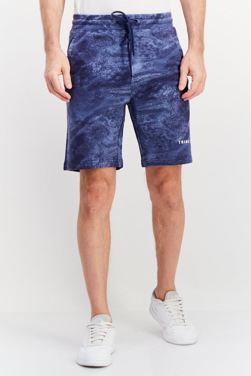 TRIBE OF 6 Men Sportswear Fit Training Shorts, Navy - Image 1