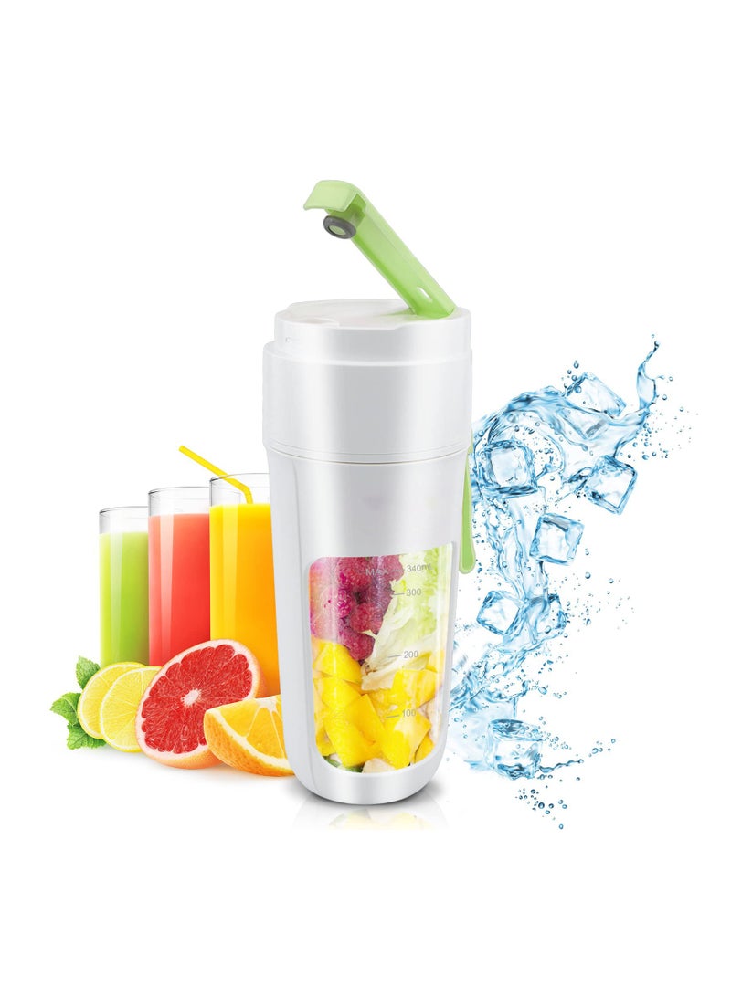 SYOSI Portable Blender, SYOSI 12 oz One-handed Drinking Mini Blender Juicer Water Bottle with Lid USB Rechargeable, BPA-Free with 8 Blades for Smoothies/Fruit Shakes/Baby Food, Usb Charging (Green)  - Image 1