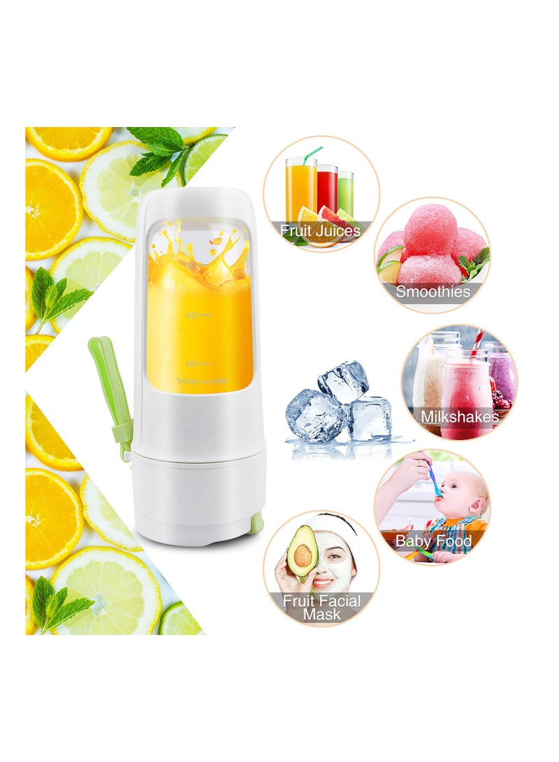 SYOSI Portable Blender, SYOSI 12 oz One-handed Drinking Mini Blender Juicer Water Bottle with Lid USB Rechargeable, BPA-Free with 8 Blades for Smoothies/Fruit Shakes/Baby Food, Usb Charging (Green)  - Image 2