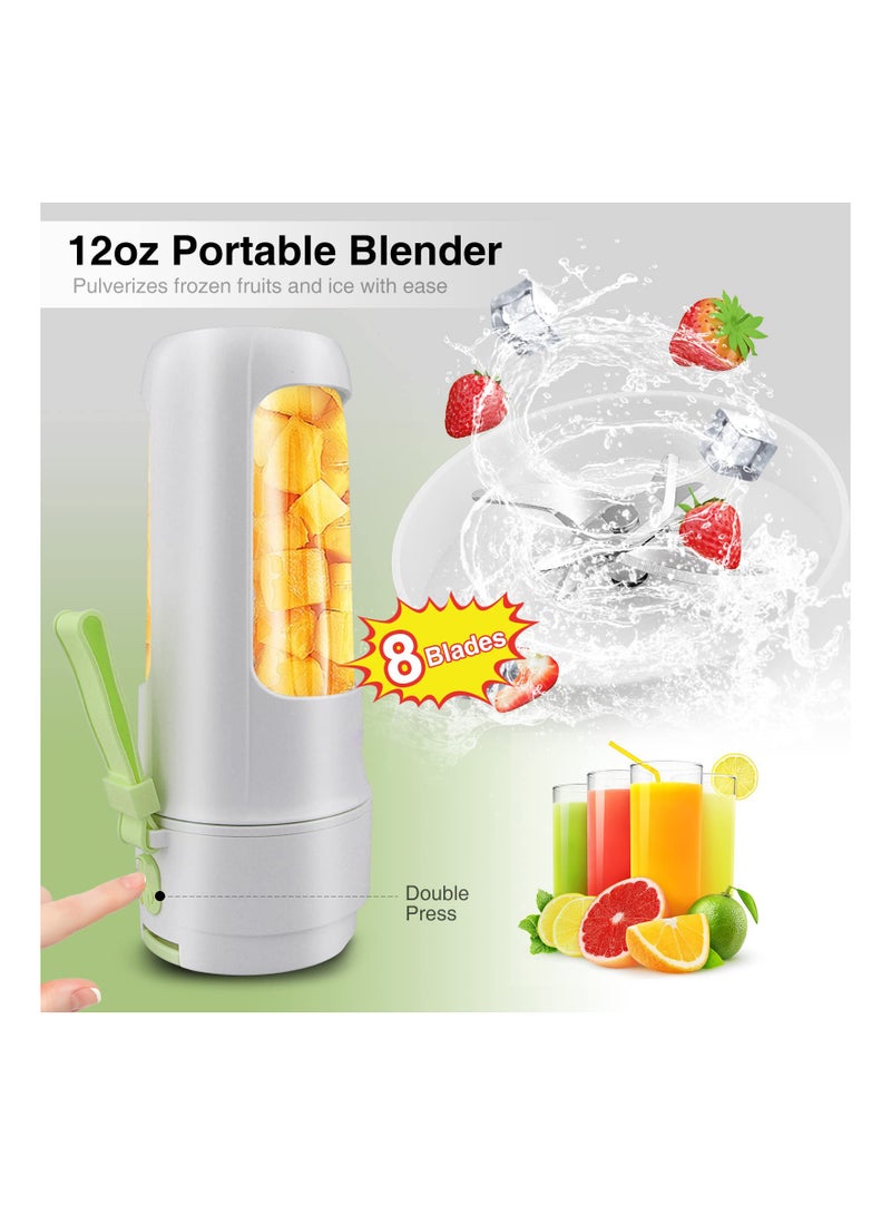 SYOSI Portable Blender, SYOSI 12 oz One-handed Drinking Mini Blender Juicer Water Bottle with Lid USB Rechargeable, BPA-Free with 8 Blades for Smoothies/Fruit Shakes/Baby Food, Usb Charging (Green)  - Image 3