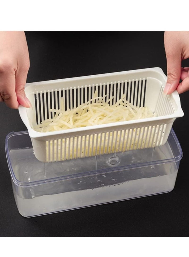ELTRAZONE Vegetable Chopper With Container Onion Chopper Dicer Quick Potato Cutter Kitchen Tool 7 Blade Vegetable Fruit Chopper Slicer With Cleaning Brush Drain Basket (Gray)  - Image 5