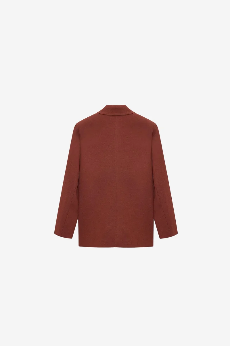 Dilvin Walnut Brown DILVIN Oversized Long Crepe Blazer Jacket for Women | Best Price UAE