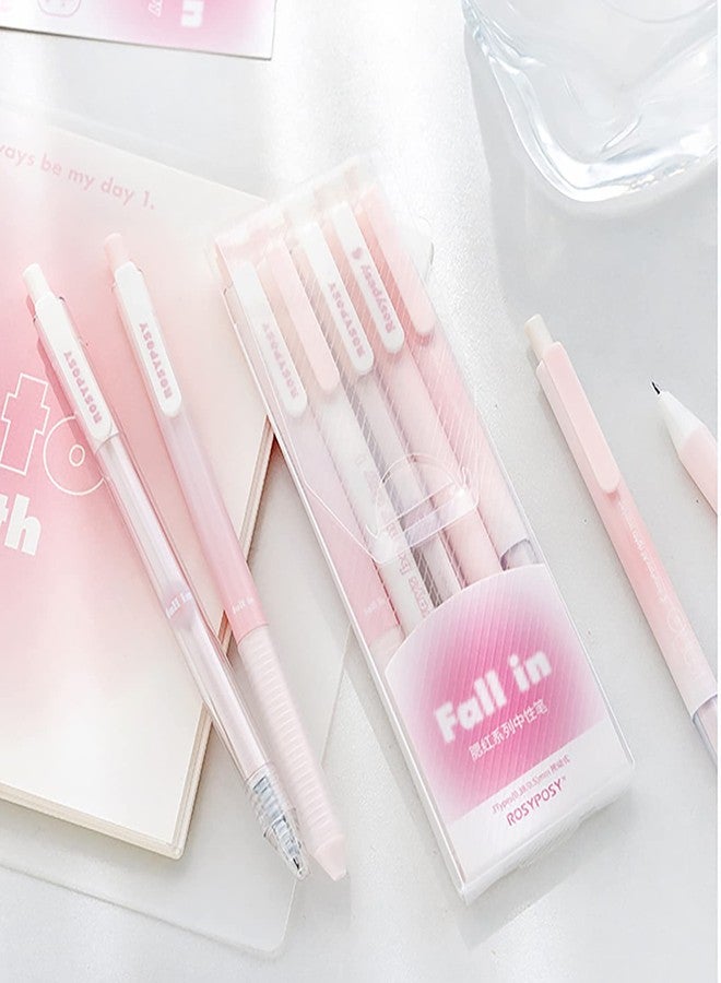 Doraking 5PCS Black Gel Ink Pens, 0.38mm/0.5mm Point Smooth Writing Pens Office Supplies for Women & Men, Note Taking (Pink) - Image 1