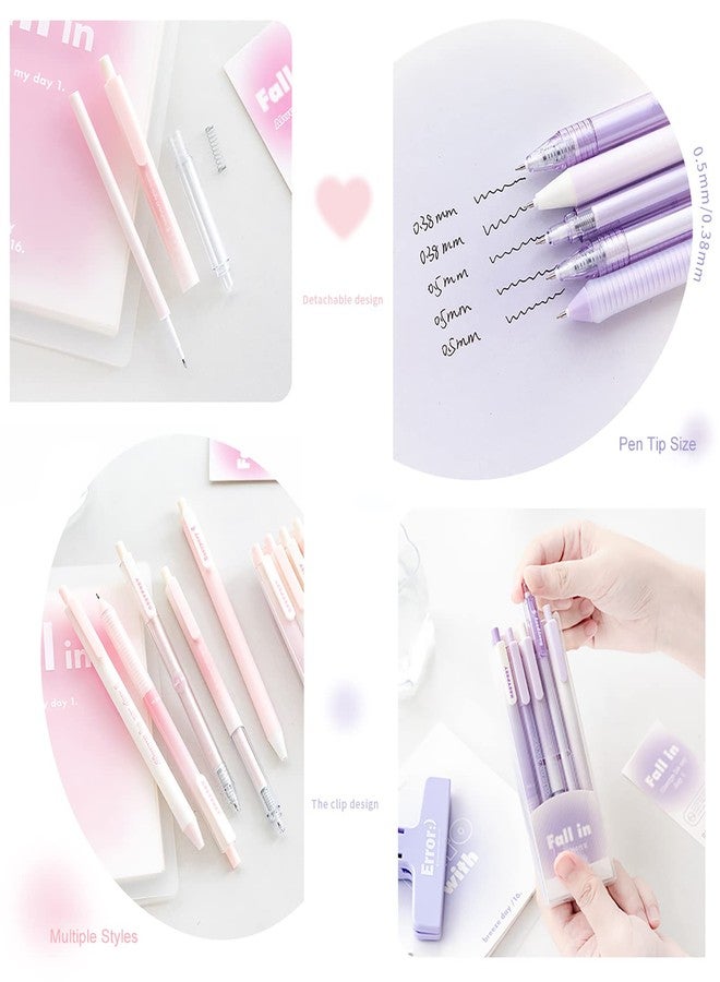 Doraking 5PCS Black Gel Ink Pens, 0.38mm/0.5mm Point Smooth Writing Pens Office Supplies for Women & Men, Note Taking (Pink) - Image 3