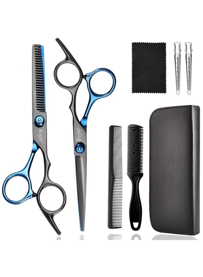 Fcysy مجموعة مقصات الشعر ومقصات التخفيف، مجموعة مقصات قص الشعر الاحترافية Fcysy، مجموعة مقصات التصفيف، مجموعة مقصات الحلاقين مع مقصات مصفف الشعر ومقصات قص الشعر ومقصات طبقات الشعر - Image 1