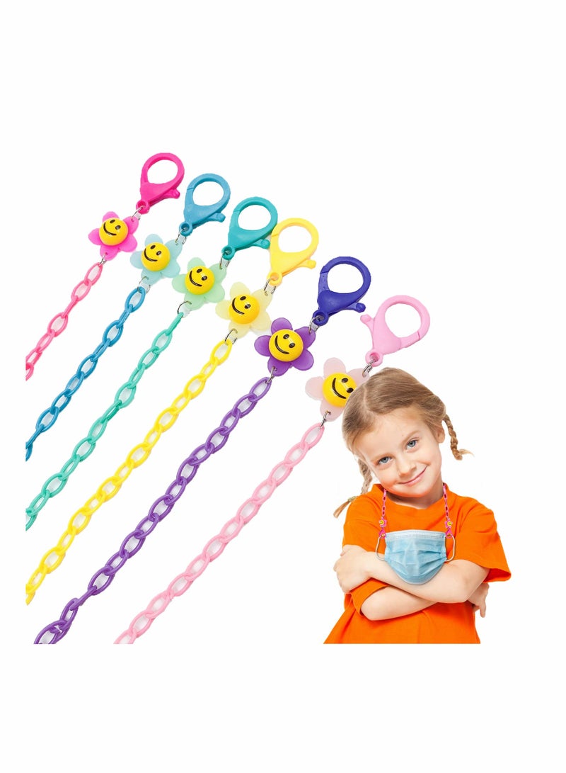 Mask Lanyard for Kids 6PCS Eyewear Eyeglass Lanyard Repeatable Portable Beautiful and Durable Cute Smile Cartoon Mask Holder Chain For Kids or Women Made of Acrylic Pack of 6 Colors - Image 1