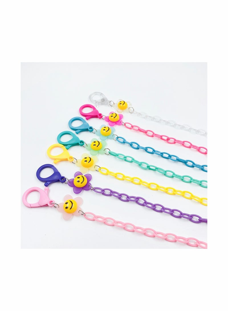 Mask Lanyard for Kids 6PCS Eyewear Eyeglass Lanyard Repeatable Portable Beautiful and Durable Cute Smile Cartoon Mask Holder Chain For Kids or Women Made of Acrylic Pack of 6 Colors - Image 4