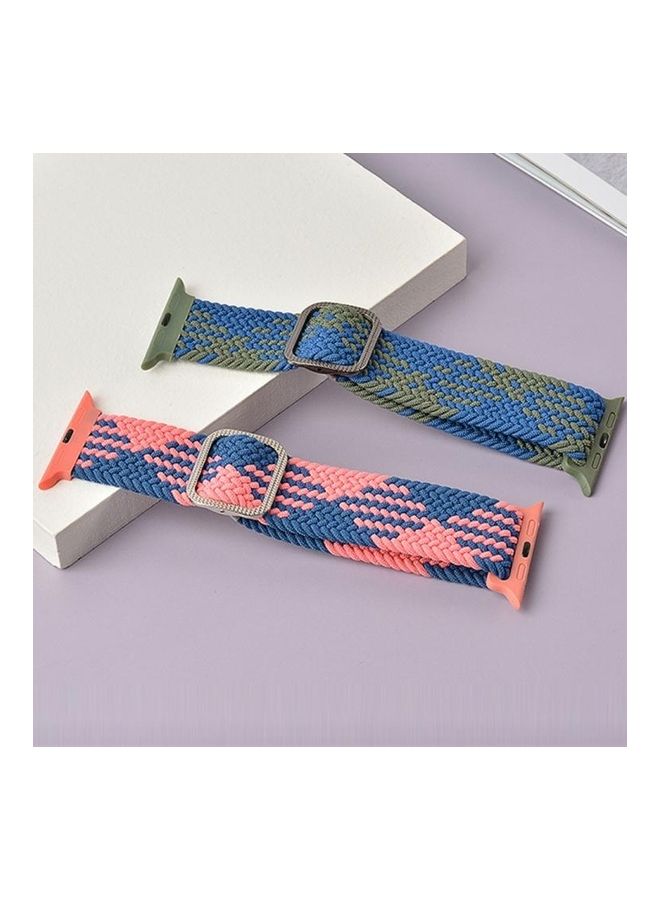 NIBEMINENT Ethnic Replacement Watchband for Apple Watch Series 1/2/3/4/5/6/7/SE 42/44/45mm Pink/Blue - Image 5