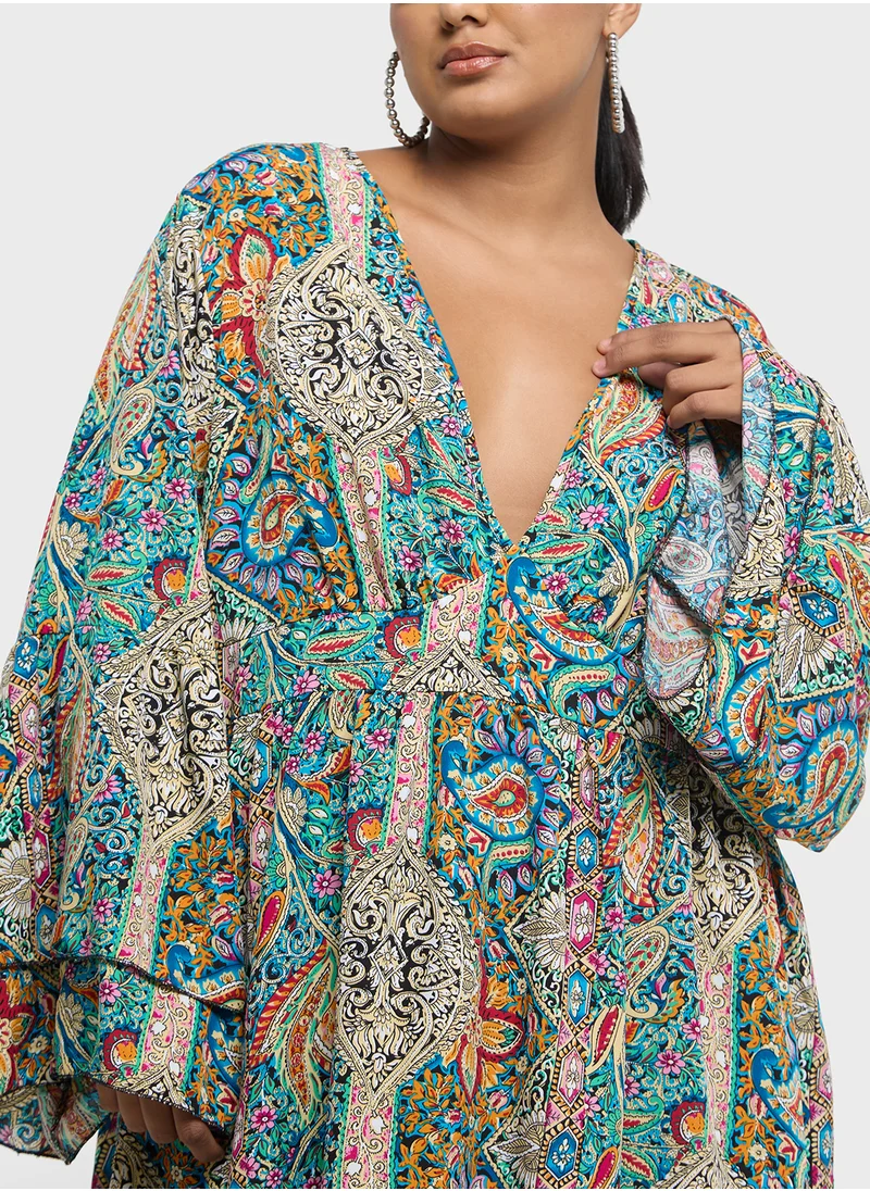 Ginger Plus Paisley Print Mini Dress