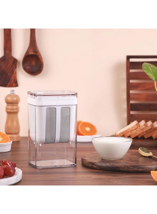 Home Essentials HomeEssentials Greek Yogurt & Curd Maker - 1100ml Fine Mesh Strainer with Lid | Multifunctional yoghurt Filter | Curd Maker for Home | Whey Separator | Perfect for Homemade Yogurt, Curd, Cheese & More - Image 1