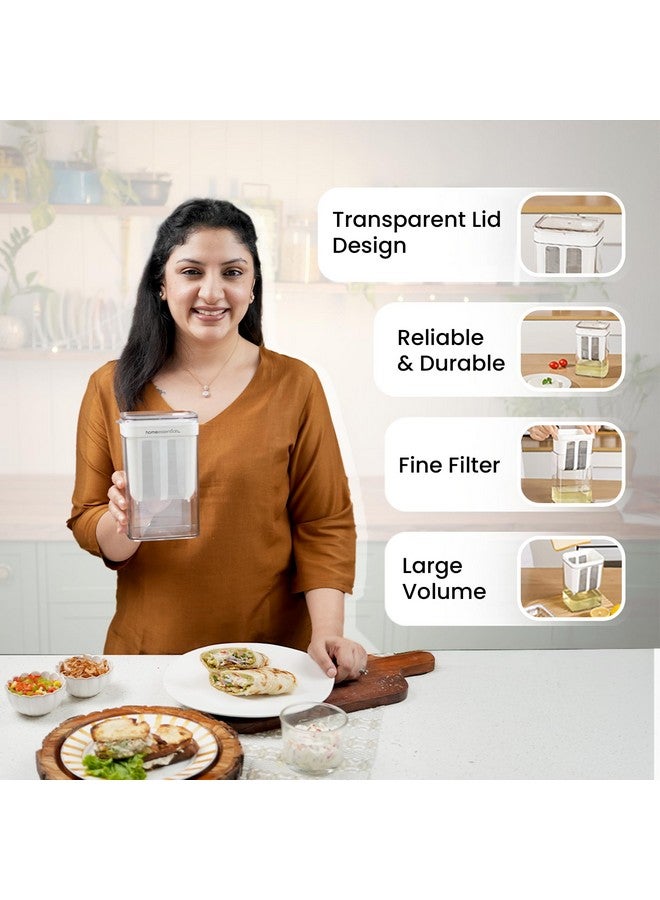 Home Essentials HomeEssentials Greek Yogurt & Curd Maker - 1100ml Fine Mesh Strainer with Lid | Multifunctional yoghurt Filter | Curd Maker for Home | Whey Separator | Perfect for Homemade Yogurt, Curd, Cheese & More - Image 4