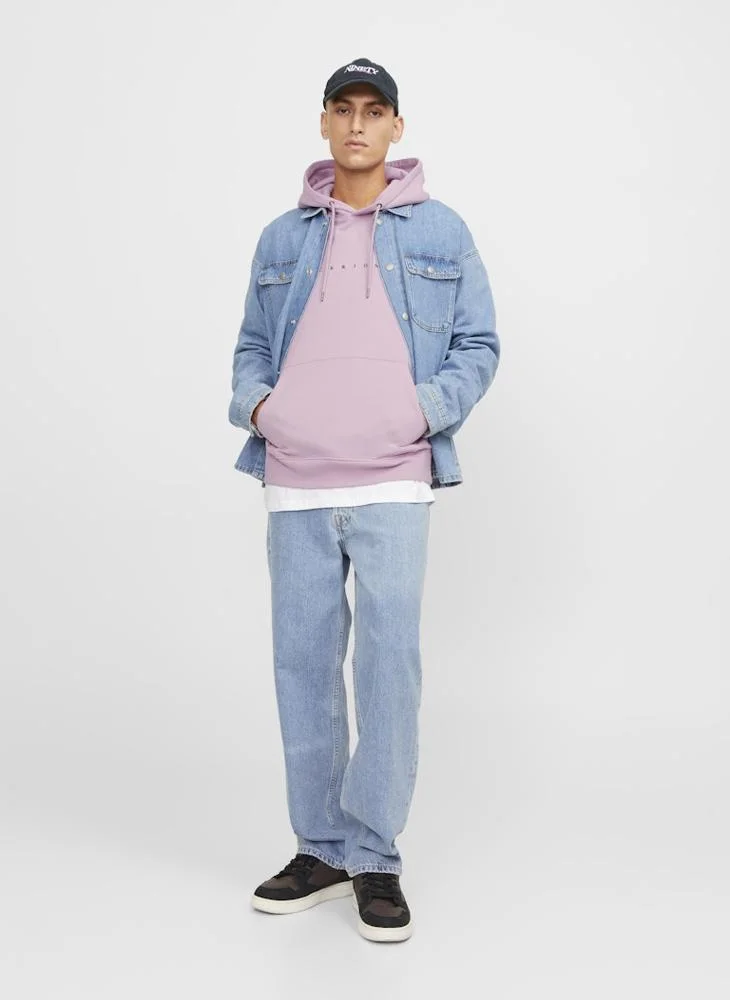 جاك اند جونز Logo Print Pull Over Hoodie