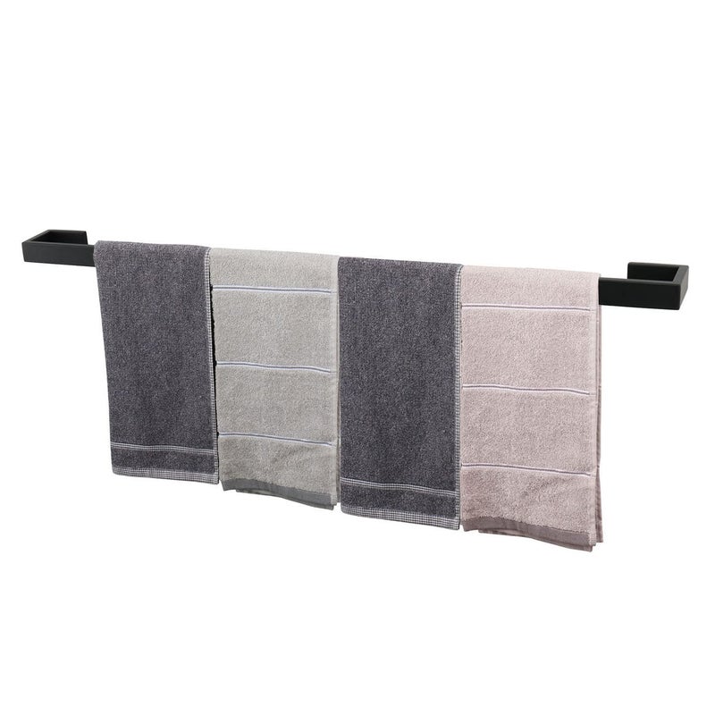 TocTen Bath Towel Rack  Square Base Thicken SUS304 Stainless Steel Towel Bar for Bathroom Bathroom Bar Accessories Towel Rod Heavy Duty Wall Mounted Towel Holder Matte Black 33 Inch