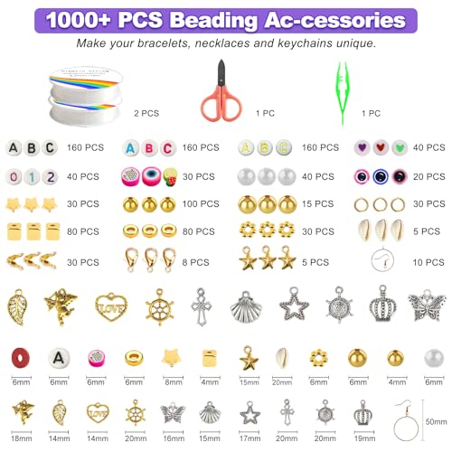 Redtwo 28000 Pcs Clay Beads Bracelet Making Kit 192 Colors 9 Boxes Flat Polymer Heishi Beads Set for Friendship Jewelry Making with Pendant Charms Crafts Gifts for Girls Ages 6-12 Kids Adults - Image 3