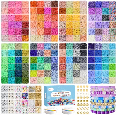 Redtwo 28000 Pcs Clay Beads Bracelet Making Kit 192 Colors 9 Boxes Flat Polymer Heishi Beads Set for Friendship Jewelry Making with Pendant Charms Crafts Gifts for Girls Ages 6-12 Kids Adults - Image 1