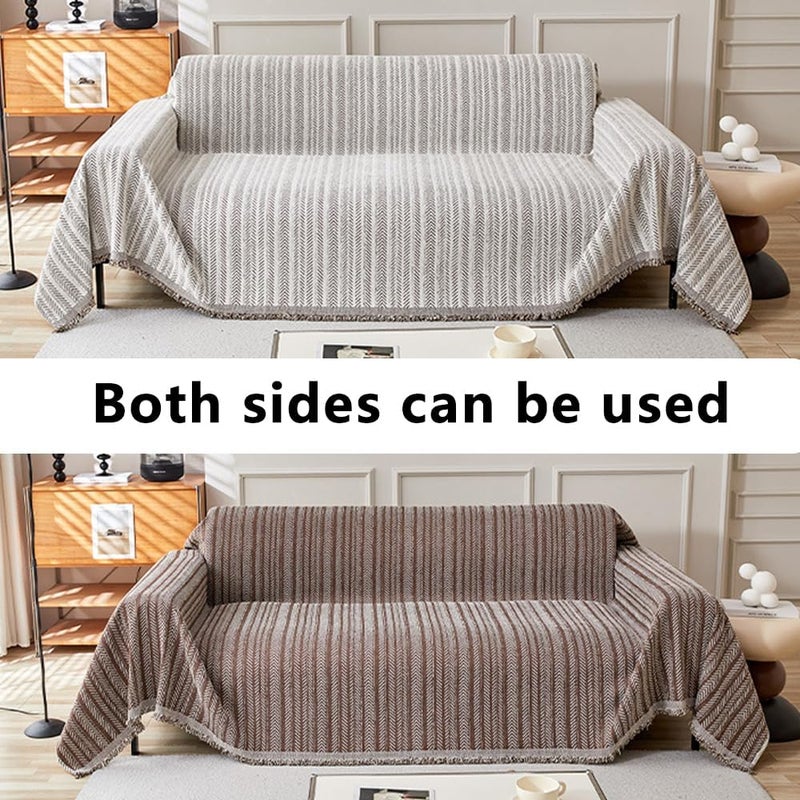 Retro Jacquard Sofa Cover - Cat-Proof & Anti-Scratch Couch Protector Slipcover with Tassels | Universal Fit for 1 2 3 4 Seater L U Sofas | Bohemian Style Sofa Throw (Brown, 180 * 460cm) - Image 4
