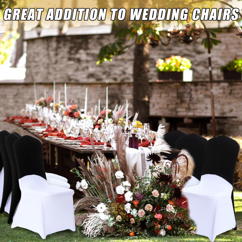 Mindsoft 40 Pcs Chair Cap Covers Spandex Chair Hood Sash Hat Bands Folding Stretch Elastic Cover for Wedding Holidays Banquet Party Celebration (Black) - Image 4