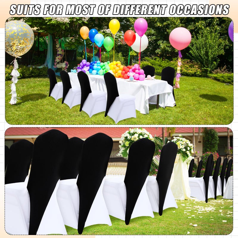 Mindsoft 40 Pcs Chair Cap Covers Spandex Chair Hood Sash Hat Bands Folding Stretch Elastic Cover for Wedding Holidays Banquet Party Celebration (Black) - Image 5