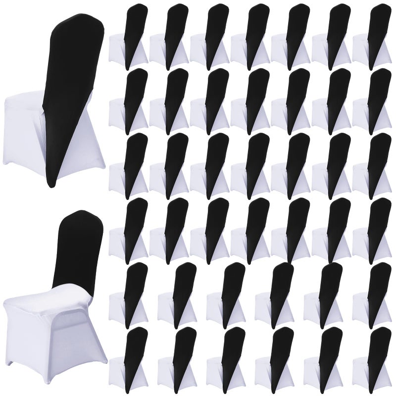 Mindsoft 40 Pcs Chair Cap Covers Spandex Chair Hood Sash Hat Bands Folding Stretch Elastic Cover for Wedding Holidays Banquet Party Celebration (Black) - Image 1