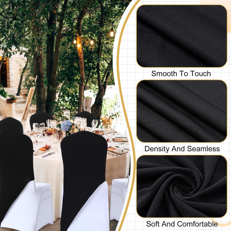 Mindsoft 40 Pcs Chair Cap Covers Spandex Chair Hood Sash Hat Bands Folding Stretch Elastic Cover for Wedding Holidays Banquet Party Celebration (Black) - Image 3