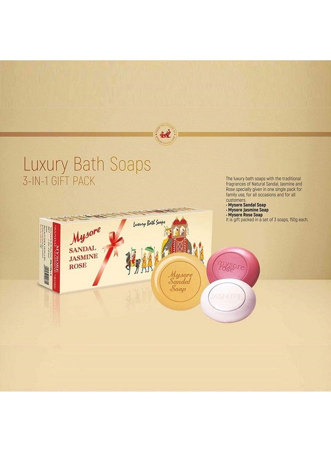 Mysore Sandal , Jasmine And Rose Soap, 450G (Pack Of 3) - Image 4