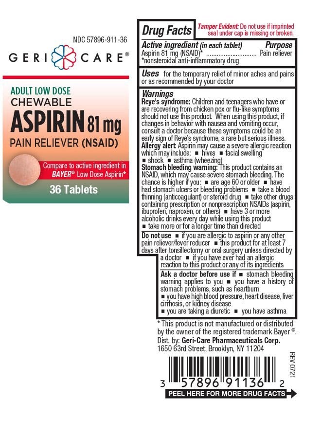 GeriCare Aspirin Adult Chewable 81 mg Tablets 36 ct - Image 2