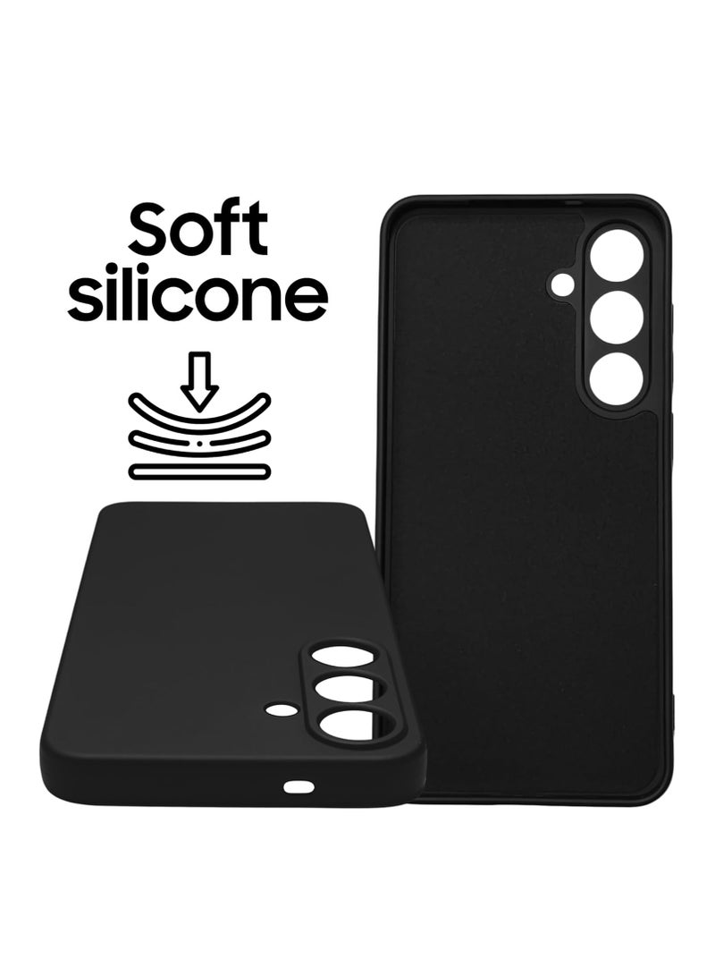 BORTONY Samsung Galaxy S25 Plus Case Cover Liquid Silicone Gel Rubber Soft Case with 2-Pack Tempered Glass 9H Hardness HD Crystal Clear Glass for Samsung Galaxy S25 Plus 6.2-inch - Image 4