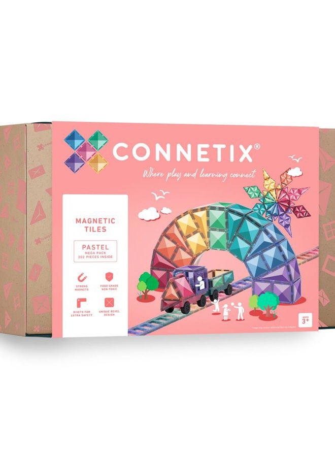 Connetix Pastel Mega Magnetic Tiles 202-Pieces Set - Image 1