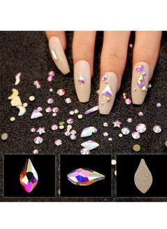 VERONNI Professional AB Crystal Rhinestones with Wax Pen Multi Shapes Glass Rhinestones for Nail Art Craft Mix Sizes Nail Gems Packaged in Storage Box Nail Art Supplies Accessories  - Image 3
