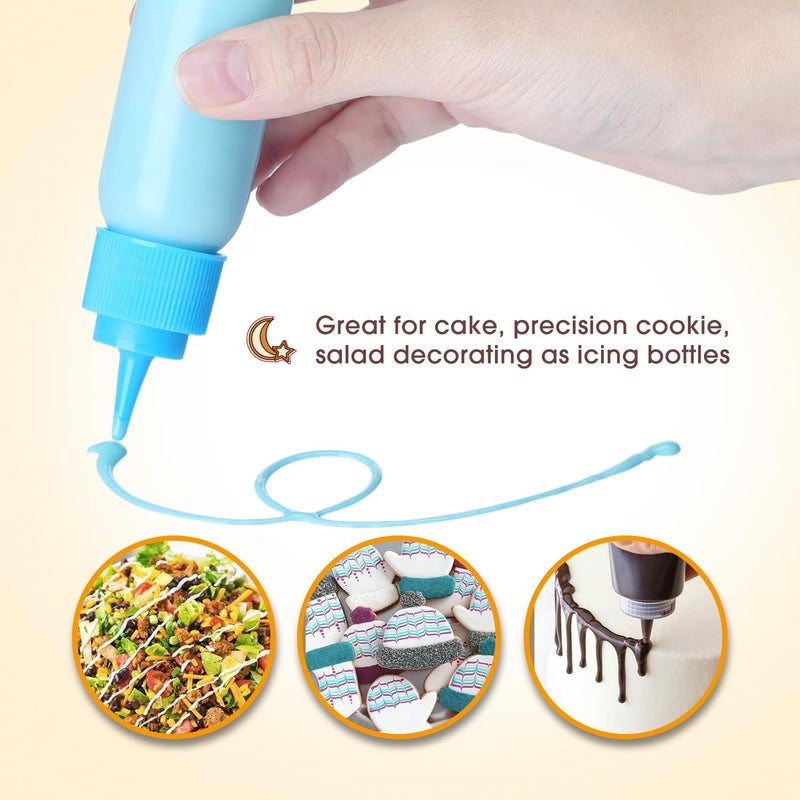 GOLOHO Cookie Icing Bottles, 6 Squeeze Applicator Bottles, 2 each (1, 2 and 4 ounces), Royal Icing Tools, Cake Sugar Cookie Decorating Supplies, Food Coloring, Frosting, Pancake Arts and Crafts Kit - Image 4
