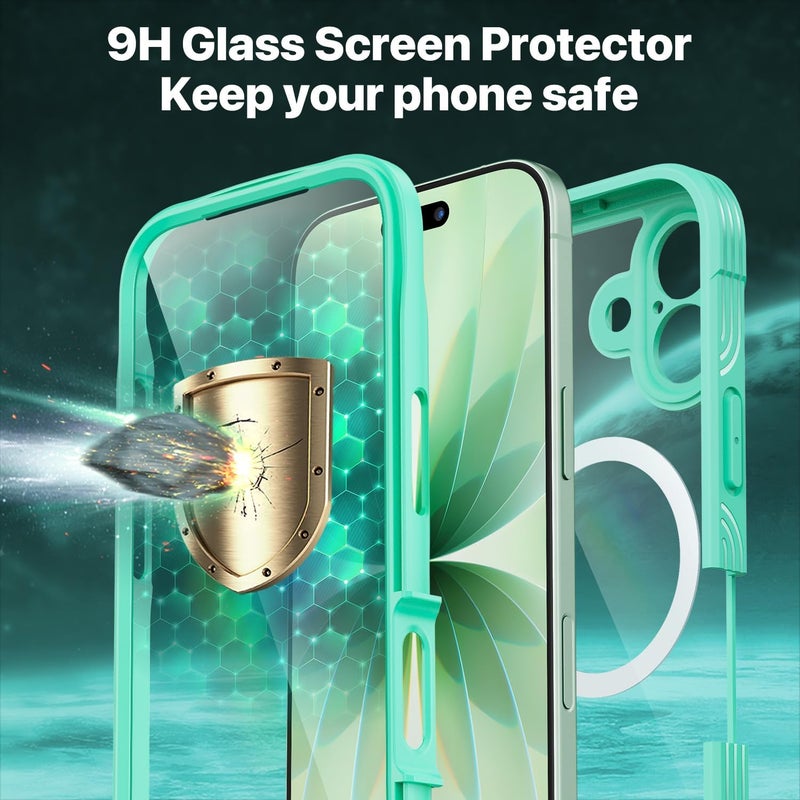 CENHUFO Compatible with iPhone 17 Case, Built-in Glass Screen Protector and Full Camera Protection, Fits for Magsafe, 360 Full Body Shockproof Bumper Clear Phone Case Simplified versatile design - Image 4