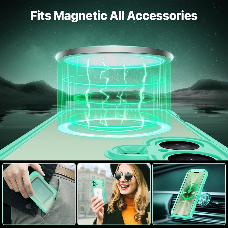 CENHUFO Compatible with iPhone 17 Case, Built-in Glass Screen Protector and Full Camera Protection, Fits for Magsafe, 360 Full Body Shockproof Bumper Clear Phone Case Simplified versatile design - Image 3