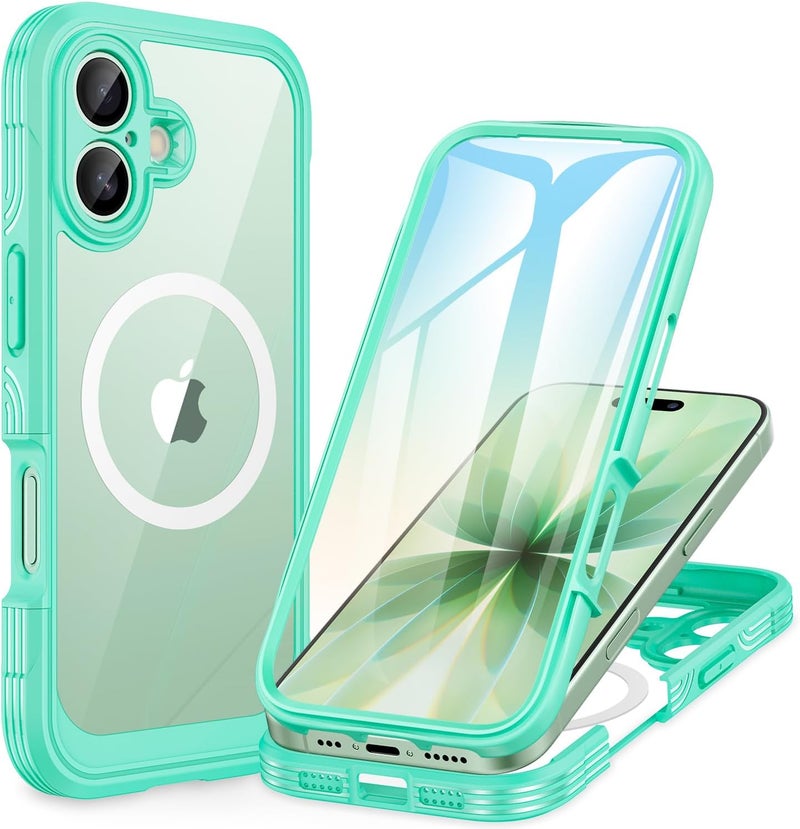 CENHUFO Compatible with iPhone 17 Case, Built-in Glass Screen Protector and Full Camera Protection, Fits for Magsafe, 360 Full Body Shockproof Bumper Clear Phone Case Simplified versatile design - Image 1