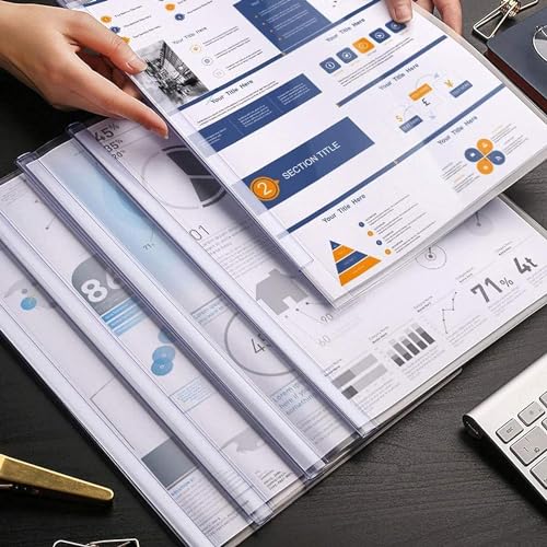 NSSP™ Plastic File Folder for Document Sliding Bar Report Covers,30 Sheet Capacity, Transparent Resume Presentation File Folders Organizer Binder for A4 Size Paper. (Pack of 30 Pieces) (Transparent) - Image 1
