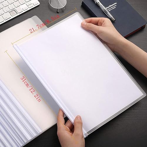 NSSP™ Plastic File Folder for Document Sliding Bar Report Covers,30 Sheet Capacity, Transparent Resume Presentation File Folders Organizer Binder for A4 Size Paper. (Pack of 30 Pieces) (Transparent) - Image 3