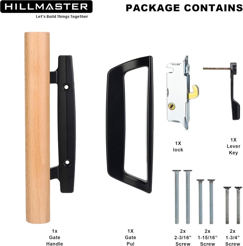 HILLMASTER Patio Sliding Door Handle Set with Mortise Lock 45°,Mortise Style Reversible Design Non-keyed Sliding Patio Glass Door Handles Patio Door Lock,Fits 3-15/16"Screw Hole Spacing Black Finish - Image 4