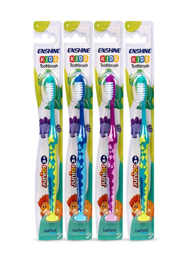 Enshine Kids Toothbrush Set for Ages 3+ Extra Soft, Easy Grip, Multi-Color for Gentle Oral Care (Pack of 4) - Image 1