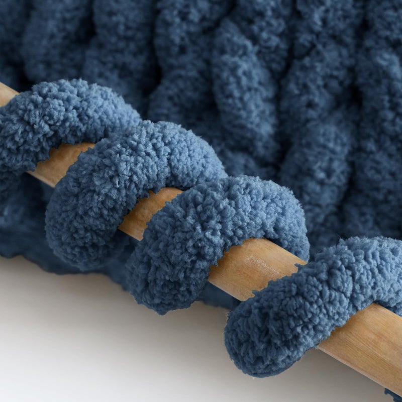mellobello Jumbo Chunky Yarn for Hand Knitting - Super Thick Chenille Chunky Yarn for Crocheting - Extra Soft Bulky Fluffy Blanket Big Yarns 8 Jumbo Pack (27yds,8 oz Each Skein) Blue Teal - Image 5
