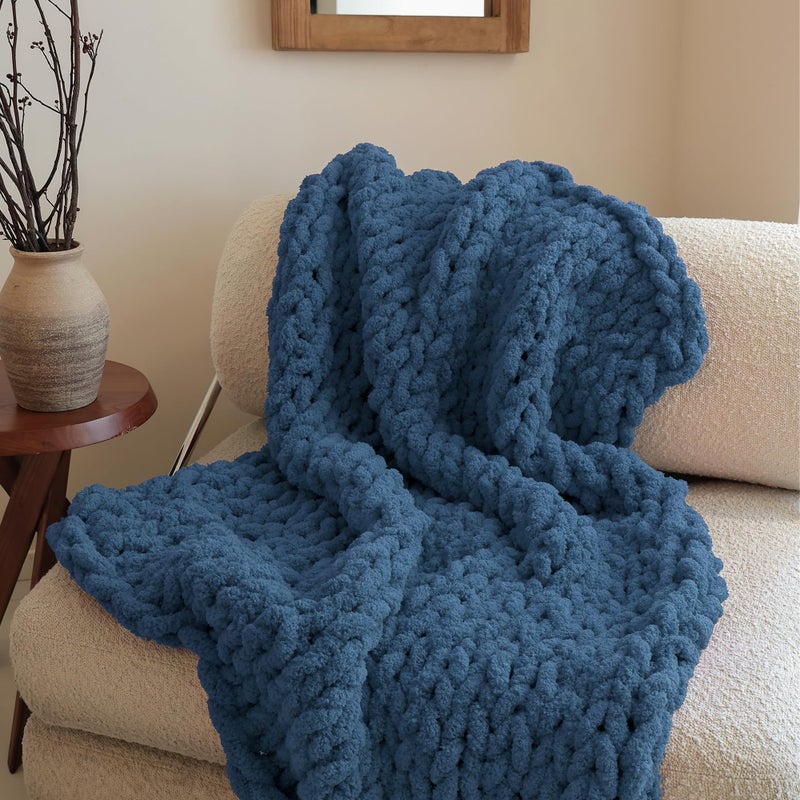 mellobello Jumbo Chunky Yarn for Hand Knitting - Super Thick Chenille Chunky Yarn for Crocheting - Extra Soft Bulky Fluffy Blanket Big Yarns 8 Jumbo Pack (27yds,8 oz Each Skein) Blue Teal - Image 2