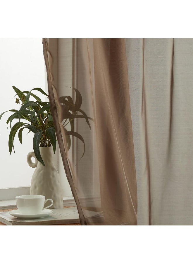 HLCME Brown Sheer Curtains Chocolate Curtains Light Filtering Window Sheer Voile Panels 2 Panels  Chocolate Brown 54 W x 84 L Per Panel