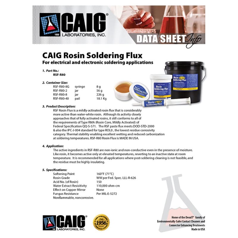 CAIG LABORATORIES, Rosin Soldering Flux (Electrical), Jar, 56 Grams, Pack of 1 - Image 4