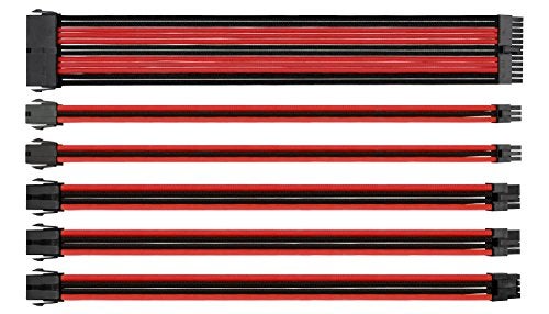 Thermaltake TtMod Sleeve Extension Power Supply Cable Kit ATX/EPS/8-pin PCI-E/6-pin PCI-E with Combs, Red/Black AC-033-CN1NAN-A1 - Image 1