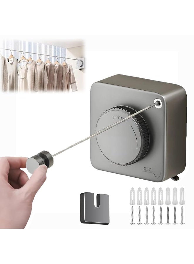 Bukela Retractable Clothesline Indoor, Wall Mounted Clothes Dryer Rope, Stainless Steel, 17 Ft Indoor Outdoor - Image 1