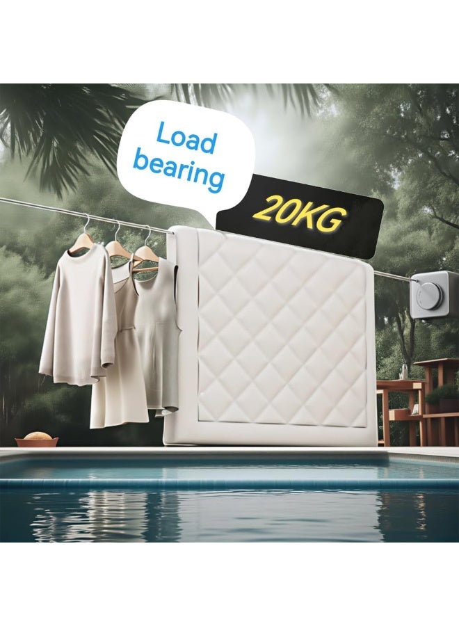 Bukela Retractable Clothesline Indoor, Wall Mounted Clothes Dryer Rope, Stainless Steel, 17 Ft Indoor Outdoor - Image 4