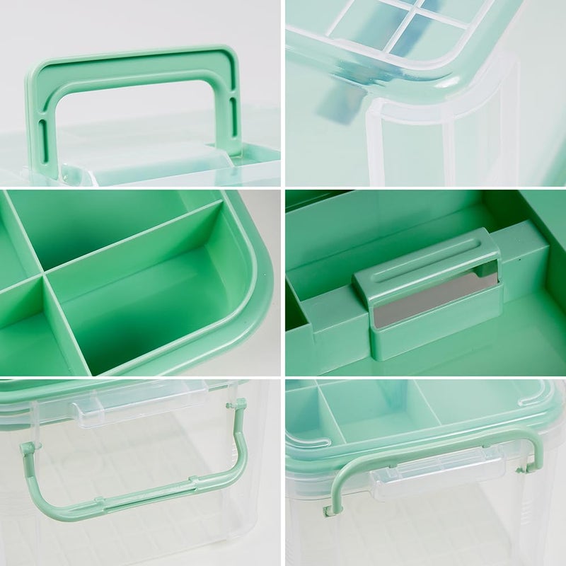 HEY FOLY 15qt Clear Medicine Organizer Storage Box with Tray, Plastic First Aid Box Empty, Thickened Medicine Container Chest, Multipurpose Medical Case with Labels, Medicine Caddy with Lids Handles - Image 4