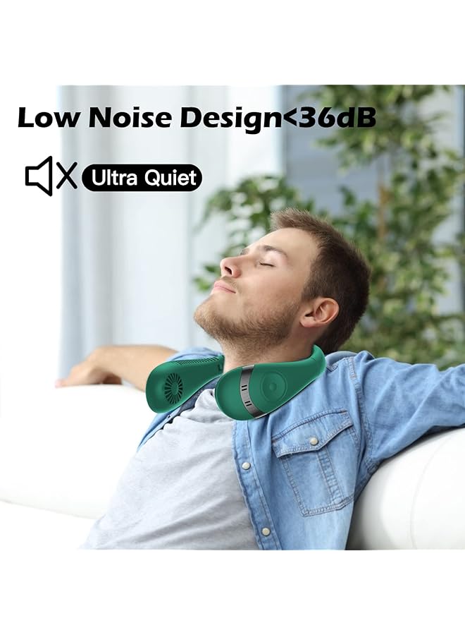 إيروريكس مروحة رقبة 5000 مللي أمبير قابلة للطي بدون شفرات مروحة شخصية قابلة للارتداء 360 درجة تبريد مروحة رقبة قابلة لإعادة الشحن بدون استخدام اليدين مع 3 سرعات 80 منفذ هواء للسفر في الهواء الطلق المنزل والمكتب والمدرسة والتخييم أخضر - Image 5