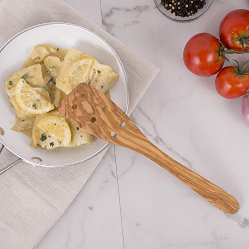 Eddingtons Eddington 50006 Italian Olive Wood Pierced Spatula, Handcrafted in Europe, 12-Inches,Brown - Image 3