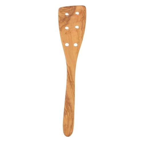 Eddingtons Eddington 50006 Italian Olive Wood Pierced Spatula, Handcrafted in Europe, 12-Inches,Brown - Image 1